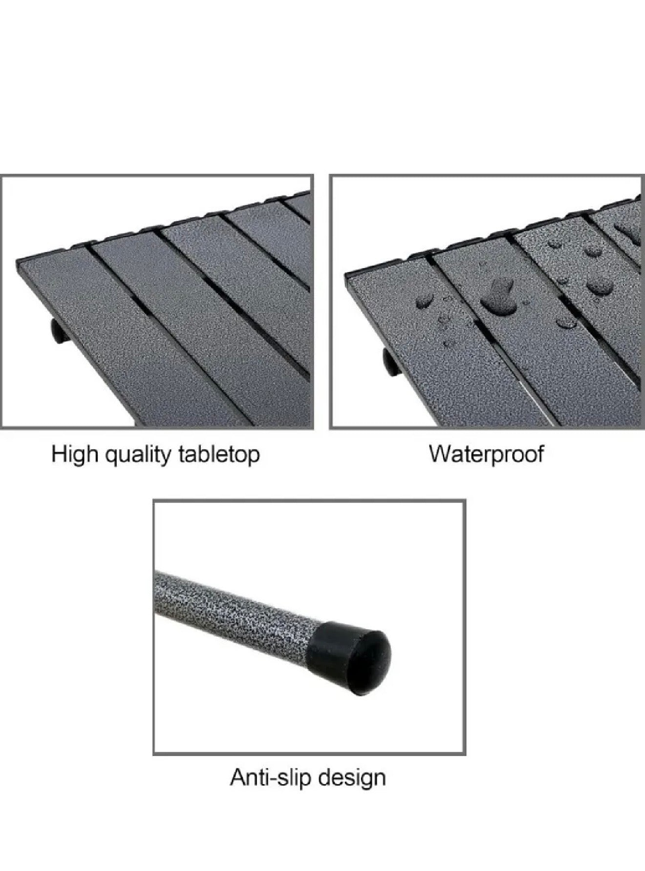 5PCs Outdoor Folding Table & Chair Set Portable Carbon Steel Table & Oxford 4 Backrest Chairs Picnic Barbecue Camping Equipment Supplies - Black