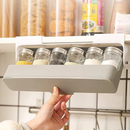 Pull Down Spice Rack With 6  Spice Jars
