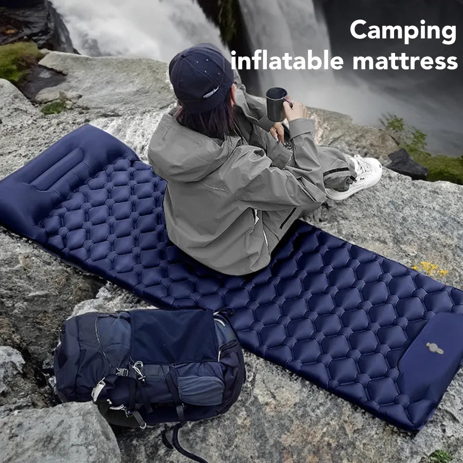 Ultralight Inflatable Sleeping Mat with Built-in Foot Pump