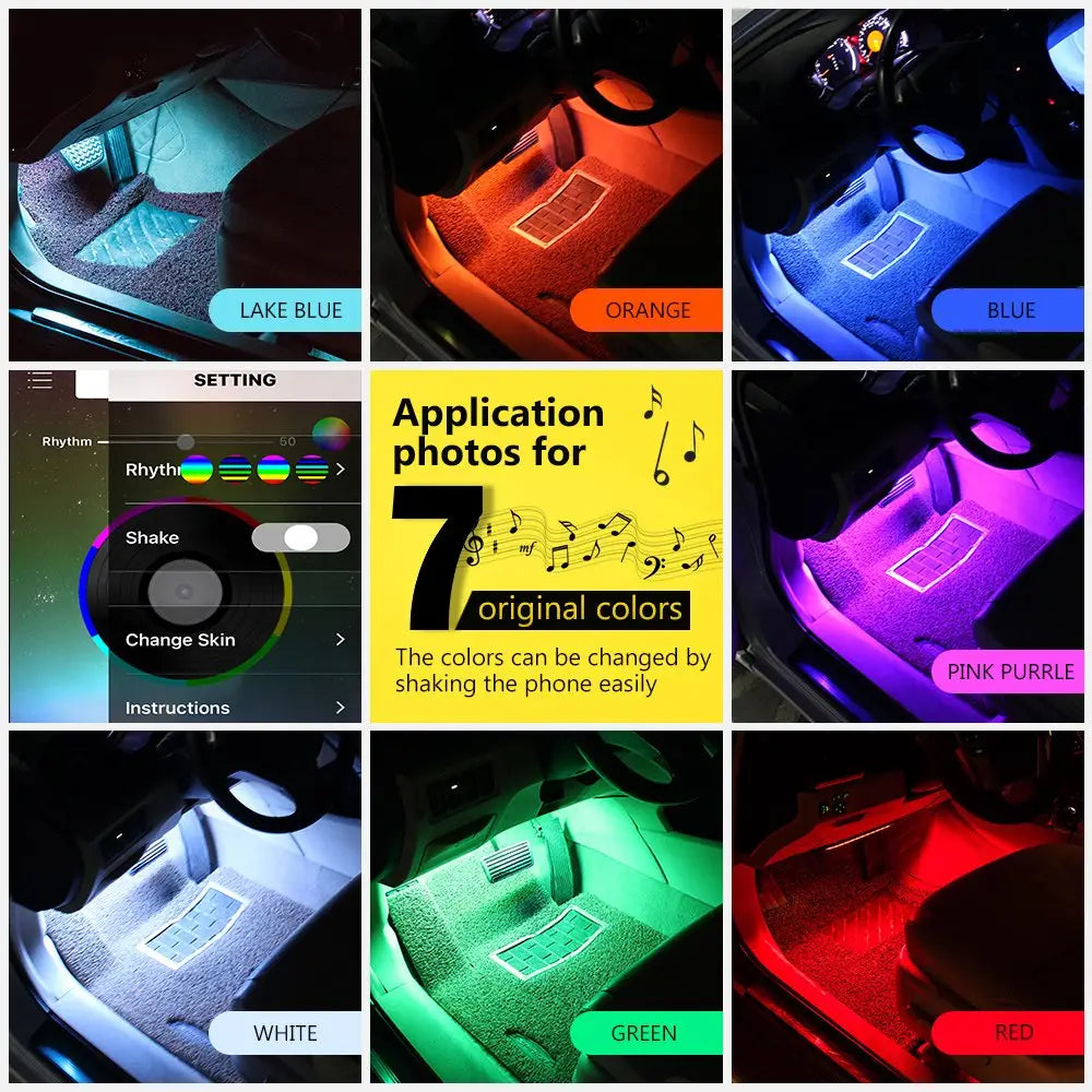 Xprite RGB LED Car Interior Bluetooth USB Light Strip