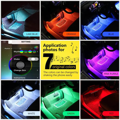 Xprite RGB LED Car Interior Bluetooth USB Light Strip