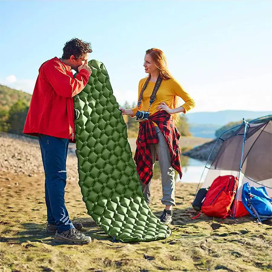 Ultralight Inflatable Sleeping Mat with Built-in Foot Pump