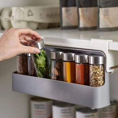 Pull Down Spice Rack With 6  Spice Jars
