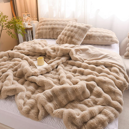 Faux Rabbit Fur Throw Blanket for Couch