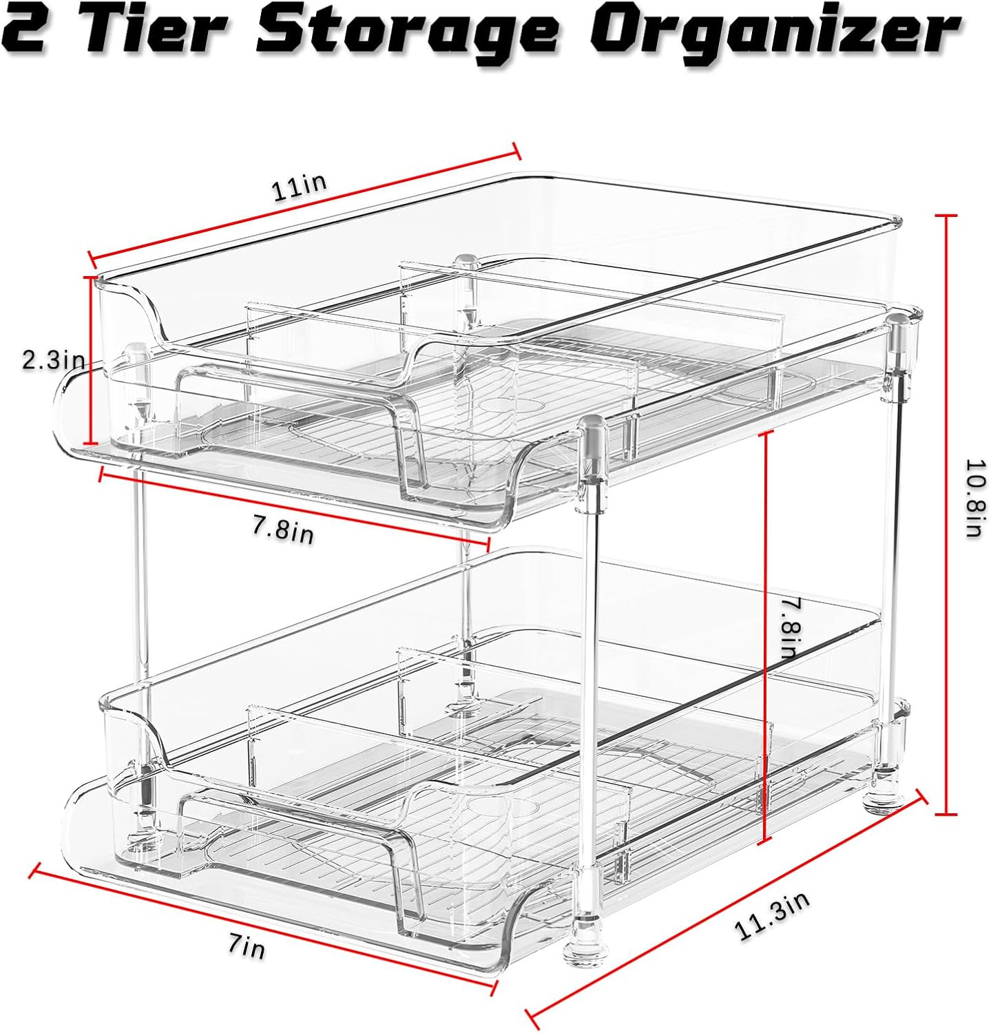 2 Tier 4 Pack Bathroom Organizers and Storage